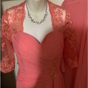 Gorgeous Coral Mother of the Bride Dress with Jacket